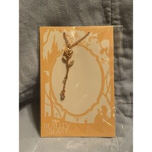 NEW Disney Drop Box Beauty & the Beast Enchanted Rose Necklace Rose Gold Colored